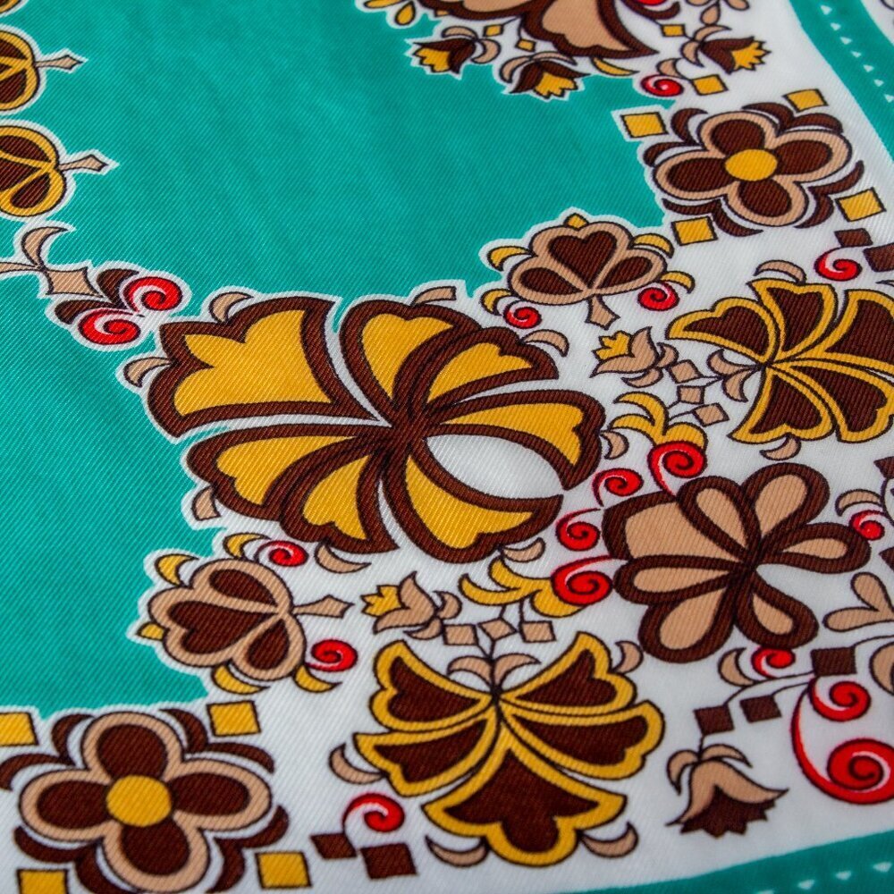 Vintage Floral Scarf | Amazing Color and Print | 27"x27" | Hair Scarf | - Picture 6 of 8